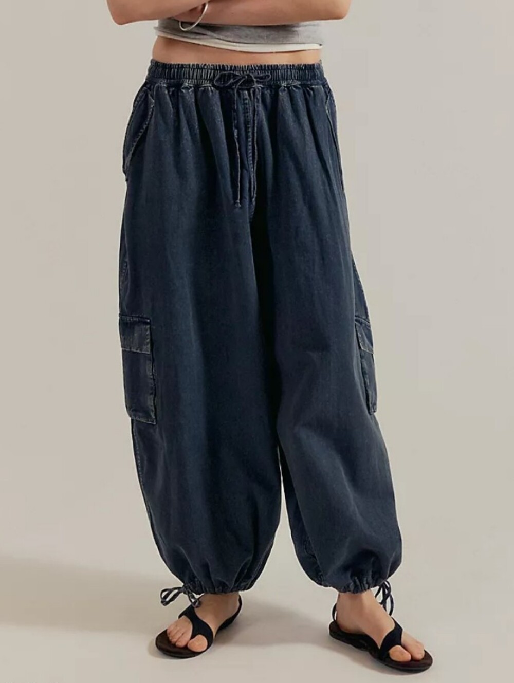 Free People Bobbi Pull-On Cargo Trousers | Blue | NWT | Size Small | $128 Retail